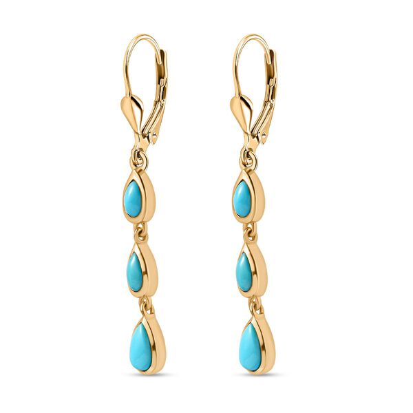 AA Sleeping Beauty T&uuml;rkis Ohrringe 925 Silber 750 Gelbgold Vermeil ca. 1,62 ct. image number 3