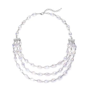 Wei&szlig;es Glas Halskette, ca. 56 cm, Eisen