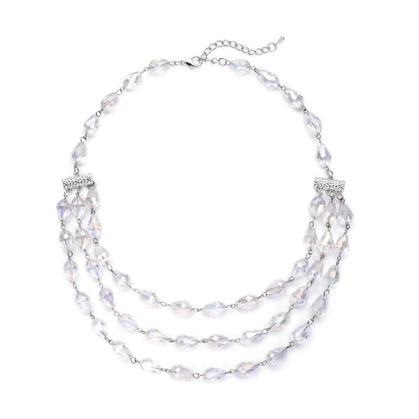 Wei&szlig;es Glas Halskette, ca. 56 cm, Eisen