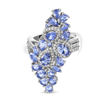 Tansanit-Ring, 925 Silber platiniert (Gr&ouml;&szlig;e 17.00) ca. 4.20 ct