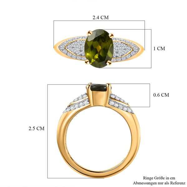 AAA Vesuvianit, Wei&szlig;er Zirkon Ring, 925 Silber Gelbgold Vermeil, (Gr&ouml;&szlig;e 20.00), ca. 2.42 ct image number 7