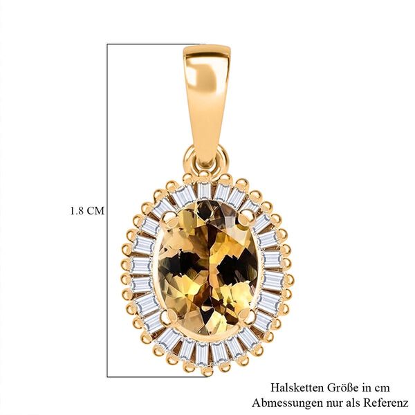AA nat&uuml;rlicher goldener Tansanit und Diamant Anh&auml;nger, 925er Silber Gelbgold Vermeil - 0,99 ct. image number 5