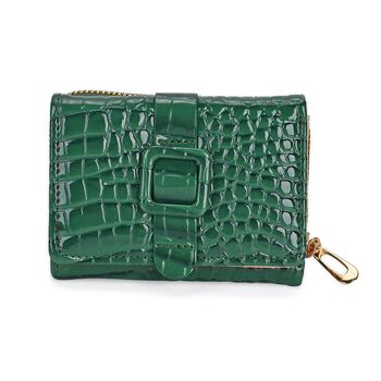 Stilvolle Geldb&ouml;rse mit Krokodilpr&auml;gung und RFID-Schutz, 11x8 cm, Gr&uuml;n