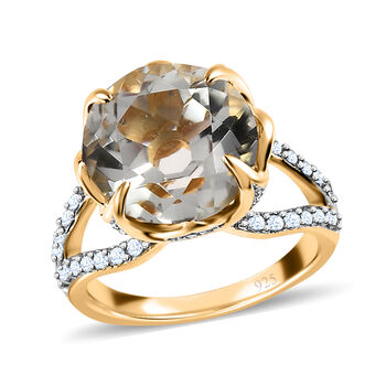 Prasiolith und Zirkon Ring - 8,06 ct.