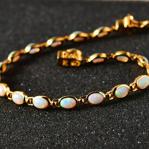 AA Natürlicher, äthiopischer Welo Opal Armband ca. 20 cm 925 Silber Gelbgold Vermeil ca. 6.02 ct image number 3