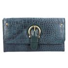 Echtleder Portemonnaie mit Krokoprägung und RFID-Schutz, 19,5x11,45 cm, petrol