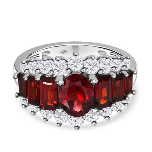 Natürlicher Mosambik Granat Ring, 925 Silber platiniert (Größe 21.00) ca. 5.49 ct image number 0