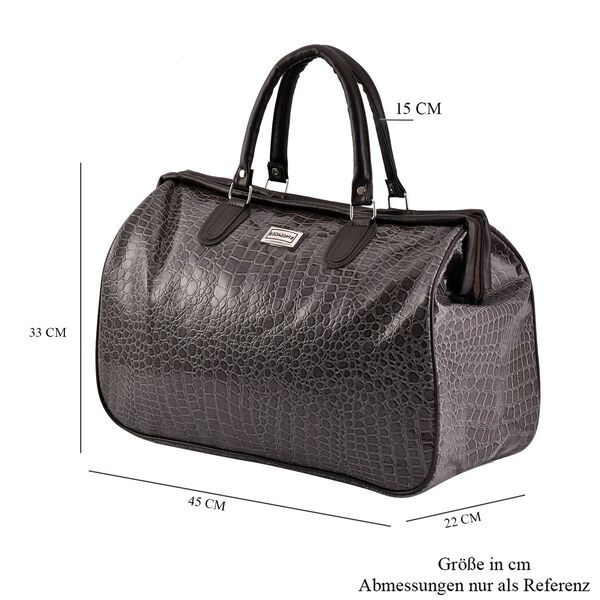 Weekender Reisetasche, 45x33x22cm, Krokodilmuster, Grau image number 7