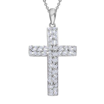 LUXURIANT SI-GH Labor Diamant Kreuz Anh&auml;nger mit 50cm Kette, 925 Silber rhodiniert - 0,33 ct.