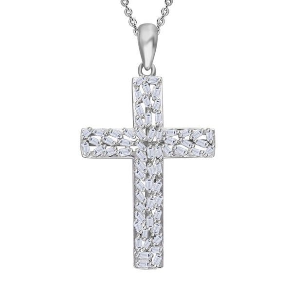 LUXURIANT SI-GH Labor Diamant Kreuz Anh&auml;nger mit 50cm Kette, 925 Silber rhodiniert - 0,33 ct.
