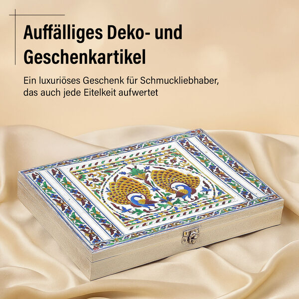 Minakari-Ringbox, Pfauentanz-Design, für 150 Ringe, 35,6x25x5,8 cm image number 5