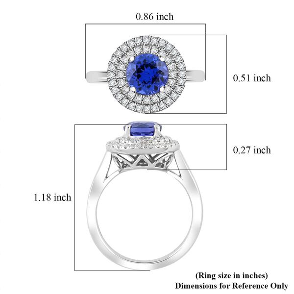 RHAPSODY zertifiziert und gepr&uuml;ft AAAA Tansanit und VS-EF Diamant Ring in 950 Platin - 1,55 ct. image number 5