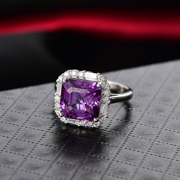 LUXURIANT AAA Labor Farbwechsel-Saphir und Labor Diamant Ring in 417 Wei&szlig;gold - 4,54 ct. image number 1