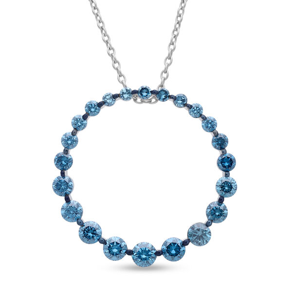 LUXURIANT DIAMOND - Lab Grown Blauer Diamant SI SGL zertifiziert Schmuckset ca. 50 cm 925 Silber Rhodiniert ca. 1.07 ct