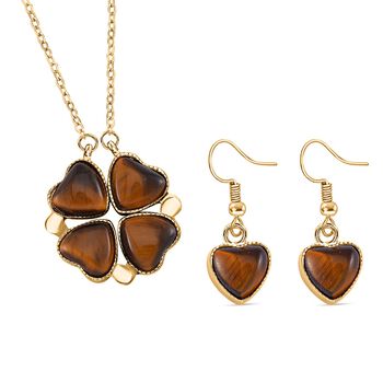 Gelbes Tigerauge und gelbes Kristall 2-Wege-Schmuckset