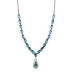 Pfau Triplette Quarz Halskette ca. 45 cm 925 Silber platiniert ca. 16,27 ct.