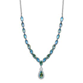 Pfau Triplette Quarz Halskette ca. 45 cm 925 Silber platiniert ca. 16,27 ct.
