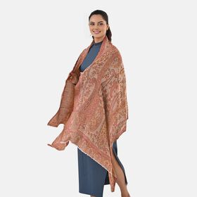 Luxuriöser Merino-Seide Jacquard-Schal, 70 x 200 cm, Beige