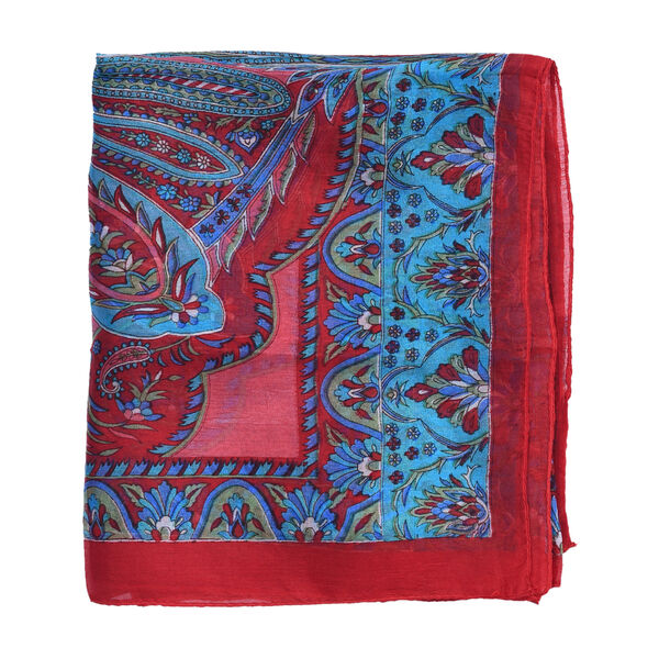 100% Natur Seide, Designer Schal, 50x160 cm, Rot image number 5