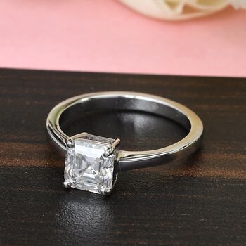 Moissanit Solit&auml;r Ring 925 Silber Platin-&Uuml;berzug