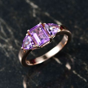 D'Joy AAA Rose De France Amethyst Ring 925 Silber 750 ros&eacute;vergoldet (Gr&ouml;&szlig;e 21.00) ca. 1,74 ct