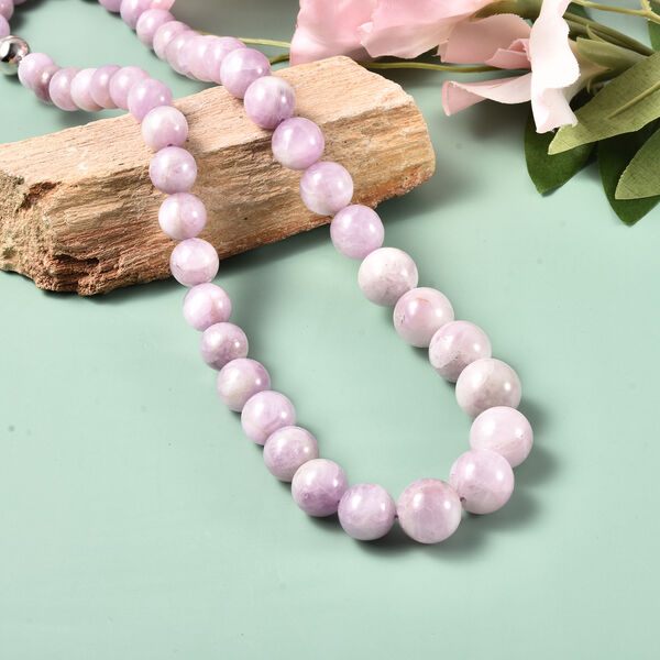 Kunzit Halskette ca. 50 cm lange mit Magnetschloss 925 Silber rhodiniert 528.68 ct image number 2