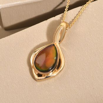 Ammolit Solit&auml;r Anh&auml;nger mit Kette in Silber