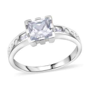 Lustro Stella wei&szlig;er Zirkonia Ring, 925 Silber rhodiniert