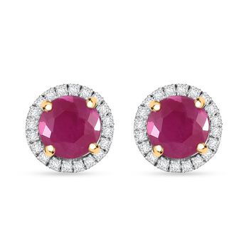 AAA Taveta Rubin und Diamant Ohrringe in 417 Gold - 2,40 ct.