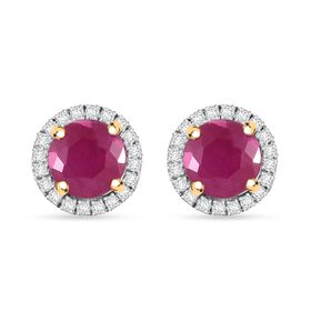 AAA Taveta Rubin und Diamant Ohrringe in 417 Gold - 2,40 ct. AAA Taveta Rubin und Diamant Ohrringe in 417 Gold - 2,40 ct.
