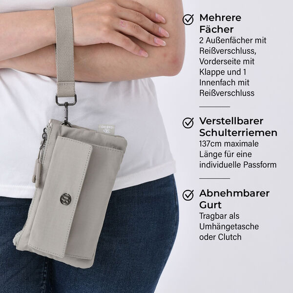 Crossbody Tasche, 20x12x3,5cm, Hellgrau image number 3