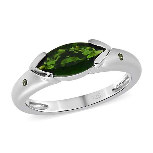 Natürlicher Chromdiopsid Ring 925 Silber platiniert  ca. 0,98 ct image number 4