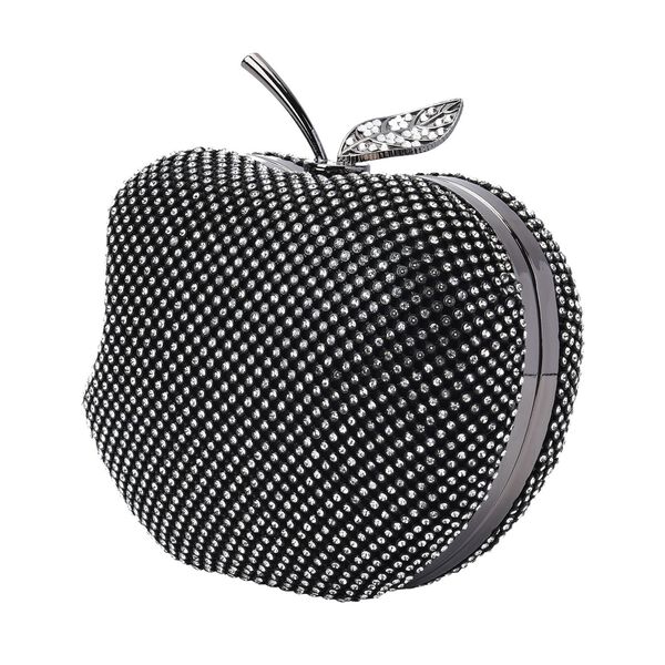 Apple-Clutch mit Kristallverzierung, 15x11,5 cm, Schwarz image number 2