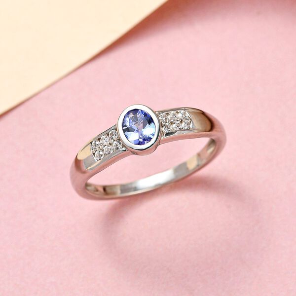 Tansanit und wei&szlig;er Zirkon-Ring - 0,46 ct. image number 2