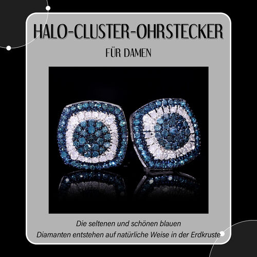 Blaue und weiße Diamant-Ohrringe - 1,03 ct. image number 1