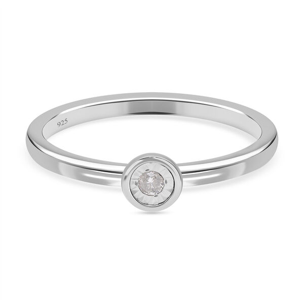 I2 Diamant Solitär Ring in platiniertem Silber image number 1