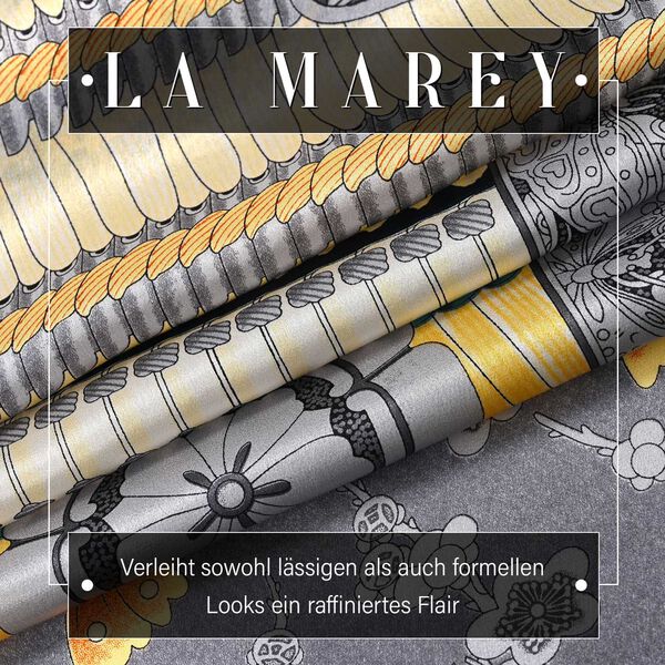 LA MAREY - 100% Maulbeeren-Seidenschal, Chiffon, 55x170 cm, Grau mit Multi-Muster image number 2