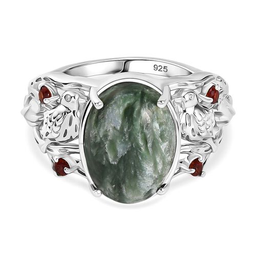 Sibirischer Seraphinit und roter Granat Ring - 4,75 ct. image number 0