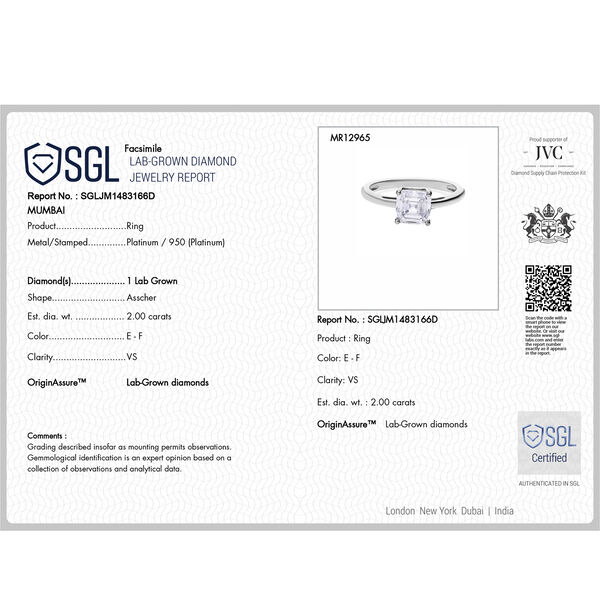 LUXURIANT VS-EF Labor Diamant Ring in 950 Platin - 2 ct. image number 6