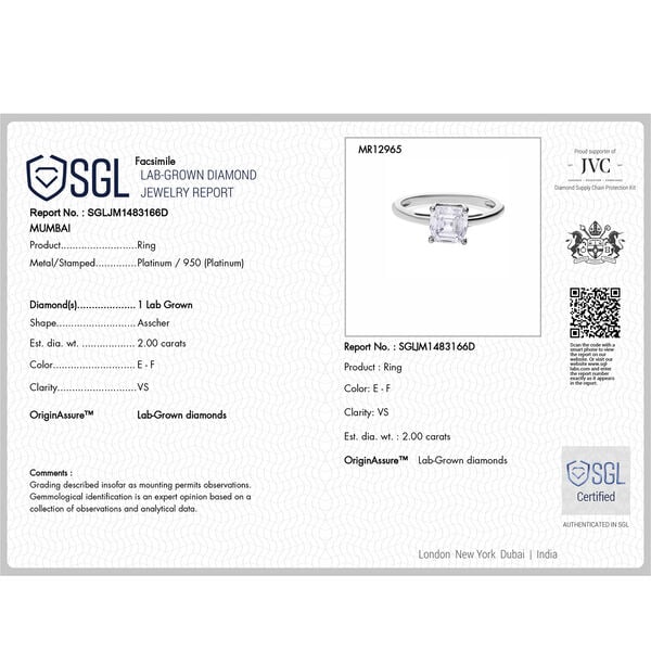 LUXURIANT VS-EF Labor Diamant Ring in 950 Platin - 2 ct. image number 6