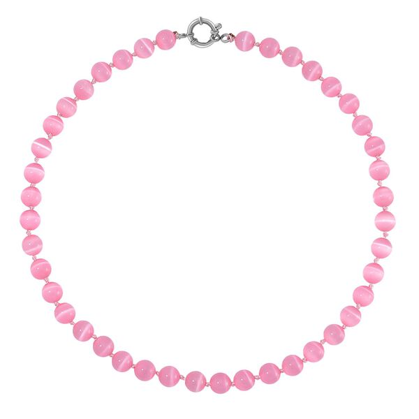 Rosa Katzenaugen Halskette mit Chatoyance-Effekt, 50 cm image number 3