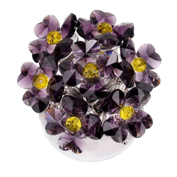 Kristallglas-Blume mit silberfarbenem Metallstiel, dekorativ geschliffen, 1x8 cm, Transparent Lila image number 4