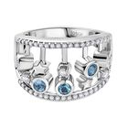 GP - Schweizer Blautopas, Weißer Zirkon Ring 925 Silber rhodiniert (Größe 18.00) ca. 1,24 ct