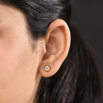 LUXURIANT 0,50 ct. SGL zertifizierte VS-EF Labor Diamant Ohrringe, 925 Silber 750 Gelbgold Vermeil