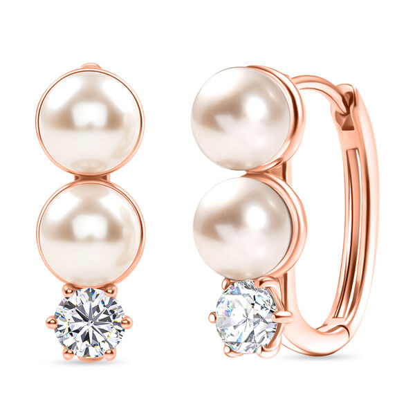 EverTrue Pfirsich S&uuml;&szlig;wasser Perle und Zirkonia Ohrringe