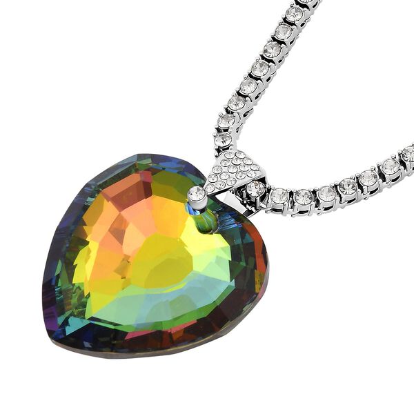 Herz mystisch gefärbt und weiße Kristall-Halskette, 50cm image number 3