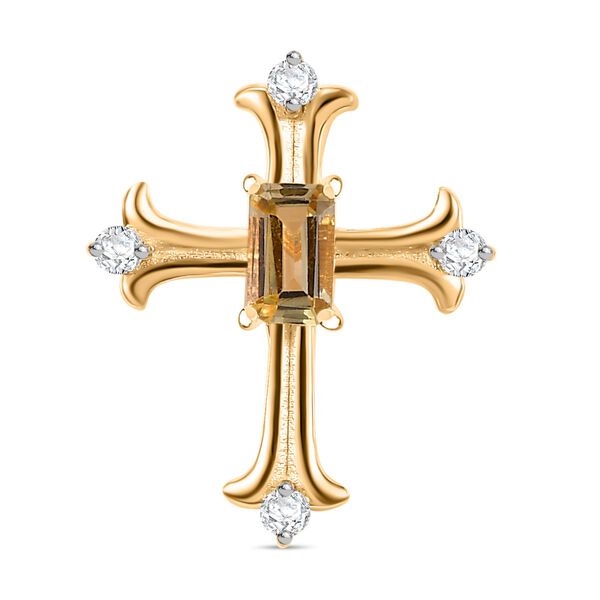 AA nat&uuml;rlicher goldener Tansanit und Moissanit-Anh&auml;nger - 0,36 ct.