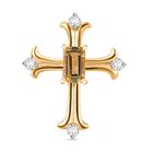 AA Natürlicher goldener Tansanit, Moissanit Anhänger 925 Silber 750 Gelbgold Vermeil ca. 0.36 ct