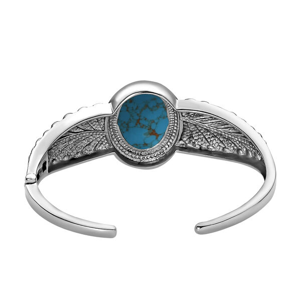 Blaues T&uuml;rkis Armreif, ca. 19 cm, Edelstahl, ca. 20.11 ct image number 4