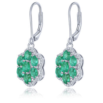 AAA Kagem sambische Smaragd und Zirkon-Ohrringe, 925 Silber rhodiniert ca. 2.55 ct